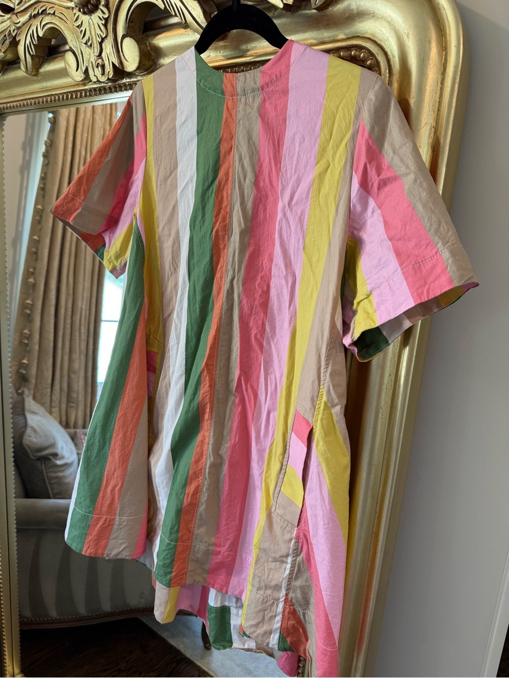 Anthropologie Multicolor Vertical Stripe Short Sleeve Dress by Maeve
